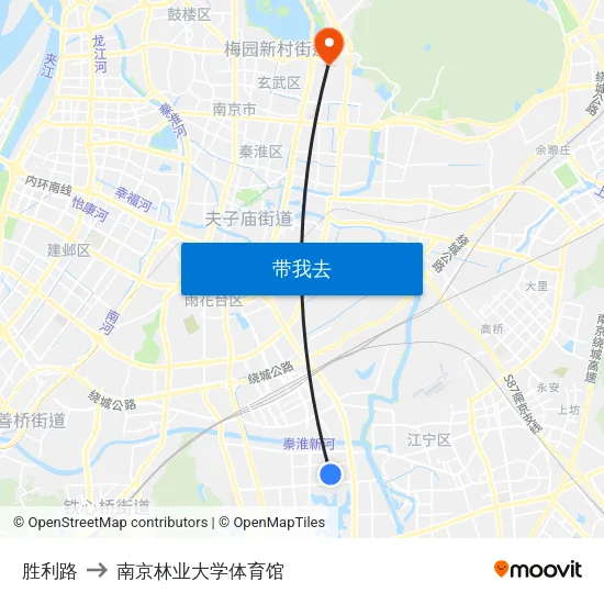 胜利路 to 南京林业大学体育馆 map