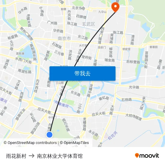 雨花新村 to 南京林业大学体育馆 map