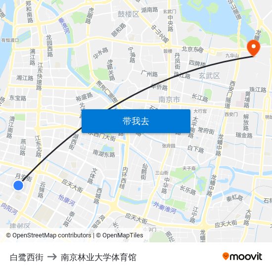 白鹭西街 to 南京林业大学体育馆 map