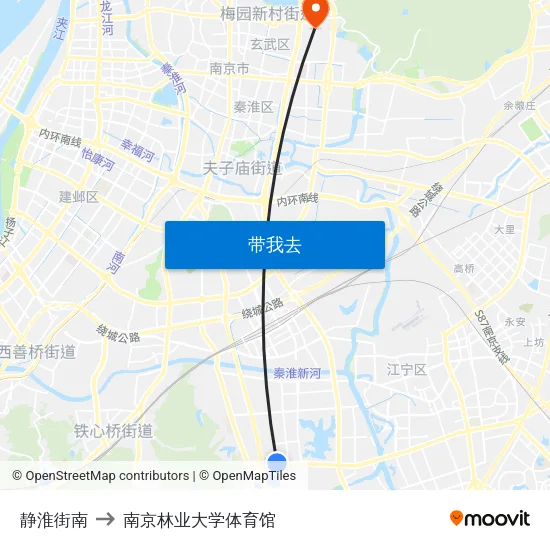 静淮街南 to 南京林业大学体育馆 map