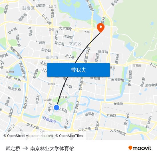 武定桥 to 南京林业大学体育馆 map