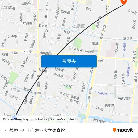 仙鹤桥 to 南京林业大学体育馆 map
