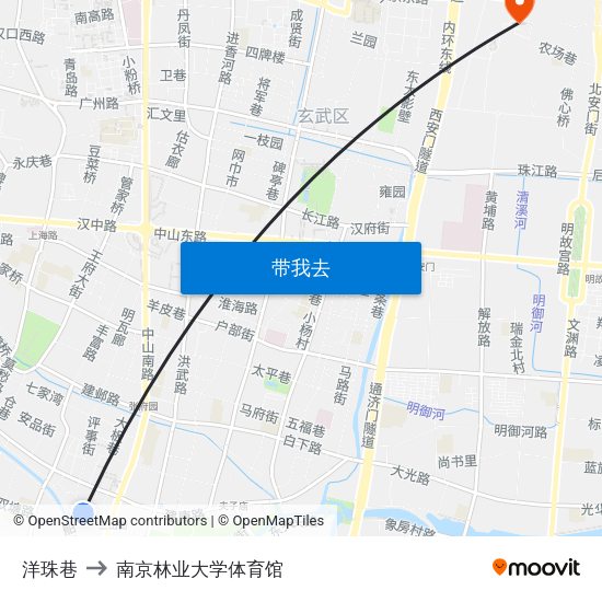 洋珠巷 to 南京林业大学体育馆 map