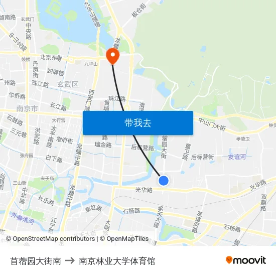 苜蓿园大街南 to 南京林业大学体育馆 map