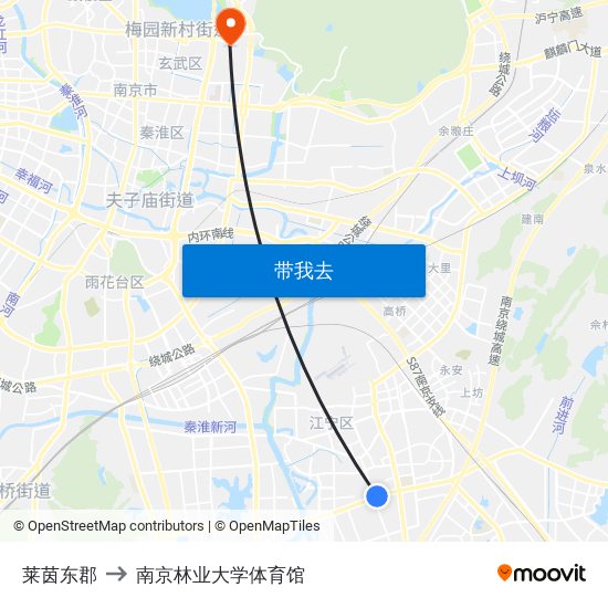 莱茵东郡 to 南京林业大学体育馆 map