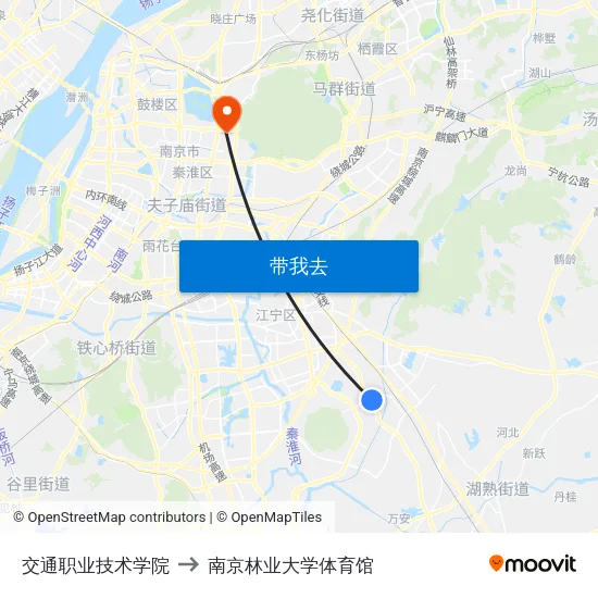 交通职业技术学院 to 南京林业大学体育馆 map
