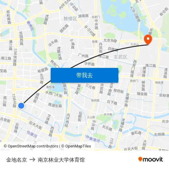 金地名京 to 南京林业大学体育馆 map