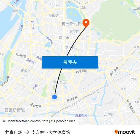 共青广场 to 南京林业大学体育馆 map