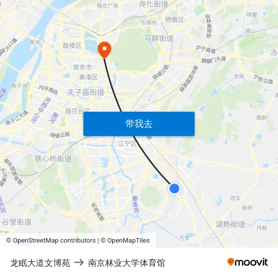 龙眠大道文博苑 to 南京林业大学体育馆 map