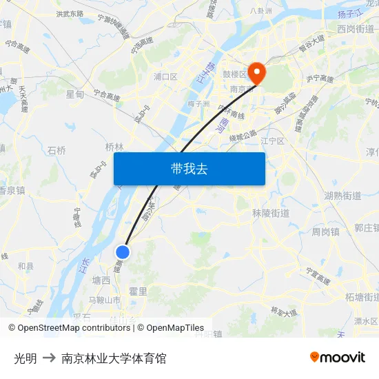 光明 to 南京林业大学体育馆 map