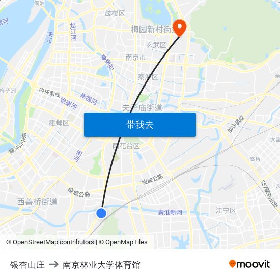 银杏山庄 to 南京林业大学体育馆 map