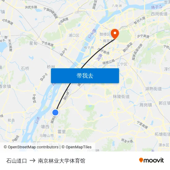 石山道口 to 南京林业大学体育馆 map