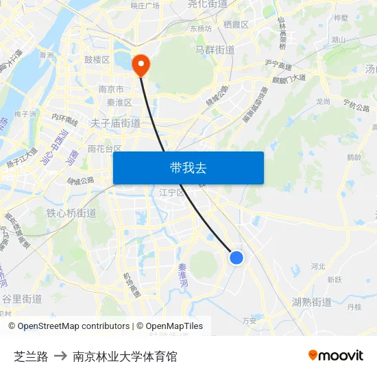 芝兰路 to 南京林业大学体育馆 map