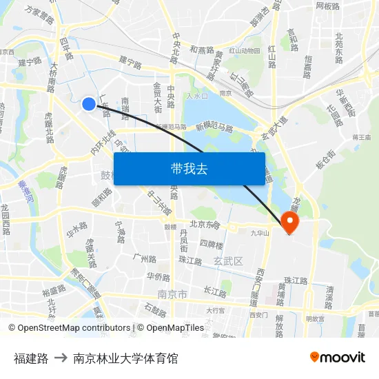 福建路 to 南京林业大学体育馆 map