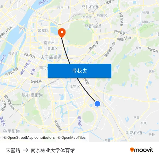 宋墅路 to 南京林业大学体育馆 map
