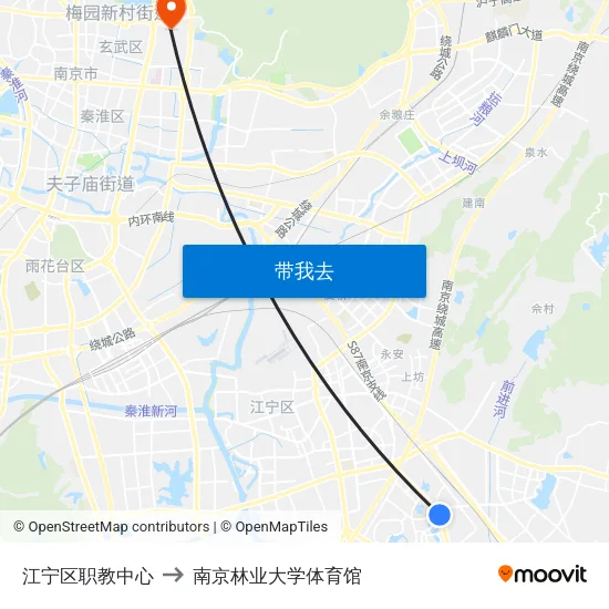 江宁区职教中心 to 南京林业大学体育馆 map