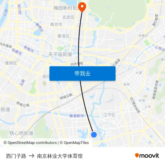 西门子路 to 南京林业大学体育馆 map