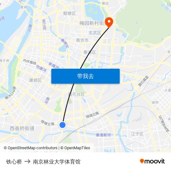 铁心桥 to 南京林业大学体育馆 map