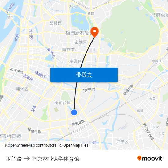玉兰路 to 南京林业大学体育馆 map