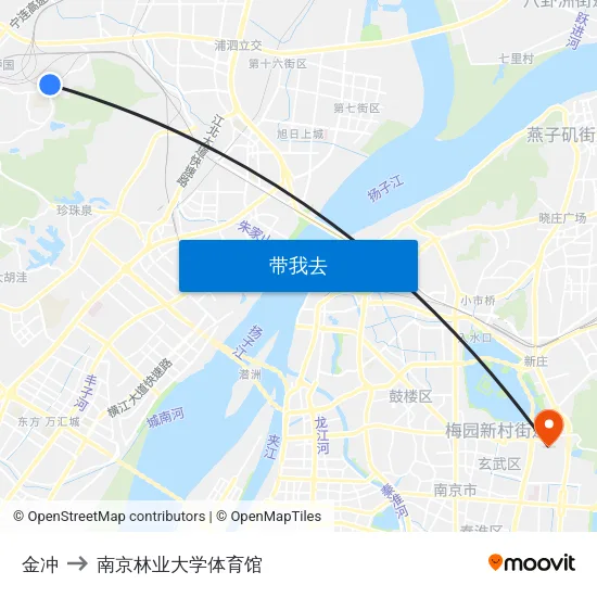 金冲 to 南京林业大学体育馆 map
