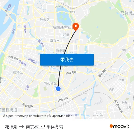 花神湖 to 南京林业大学体育馆 map