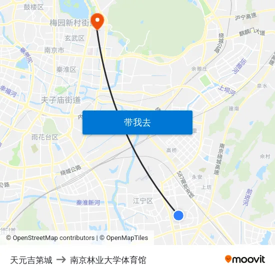 天元吉第城 to 南京林业大学体育馆 map