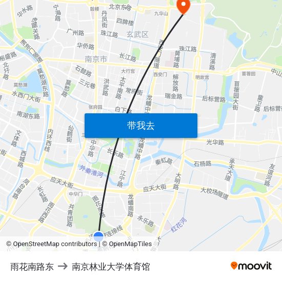 雨花南路东 to 南京林业大学体育馆 map