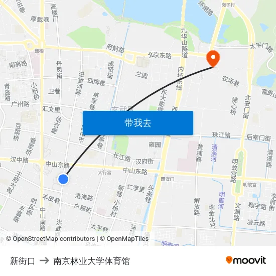 新街口 to 南京林业大学体育馆 map