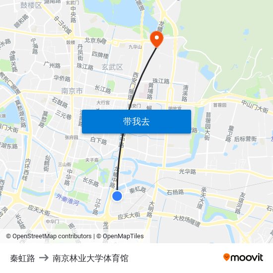 秦虹路 to 南京林业大学体育馆 map