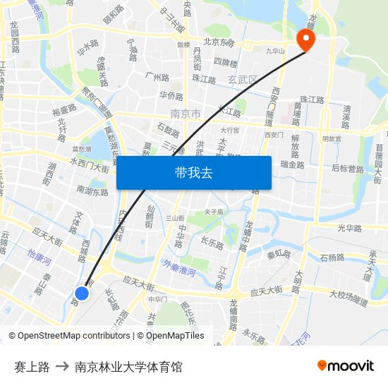 赛上路 to 南京林业大学体育馆 map