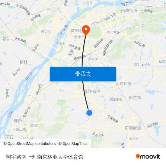 翔宇路南 to 南京林业大学体育馆 map