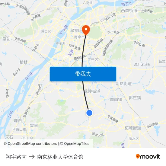 翔宇路南 to 南京林业大学体育馆 map