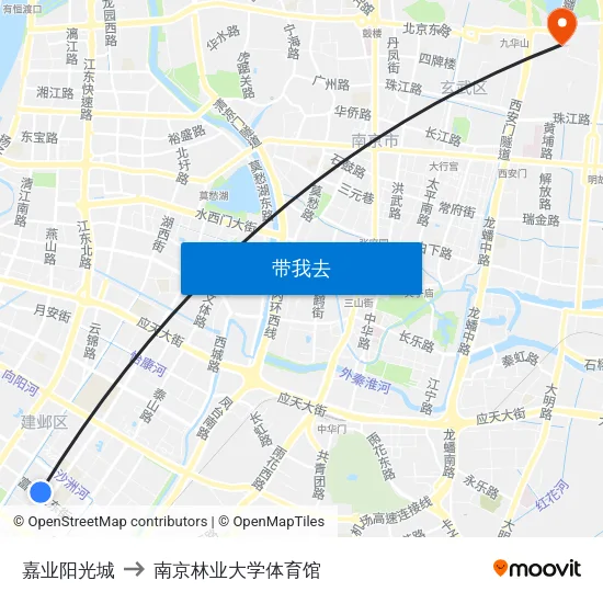 嘉业阳光城 to 南京林业大学体育馆 map
