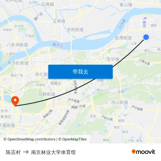 陈店村 to 南京林业大学体育馆 map