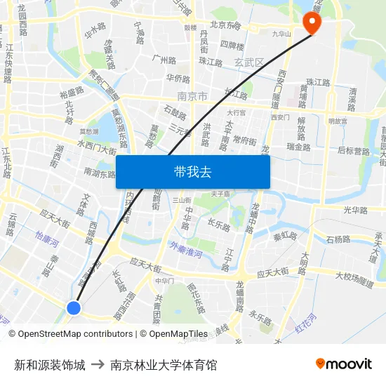 新和源装饰城 to 南京林业大学体育馆 map