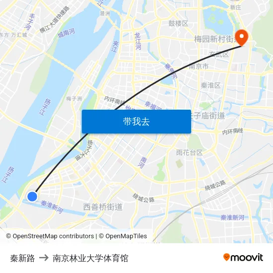 秦新路 to 南京林业大学体育馆 map