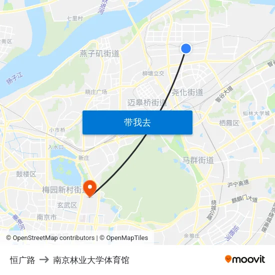 恒广路 to 南京林业大学体育馆 map