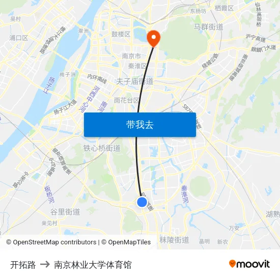 开拓路 to 南京林业大学体育馆 map
