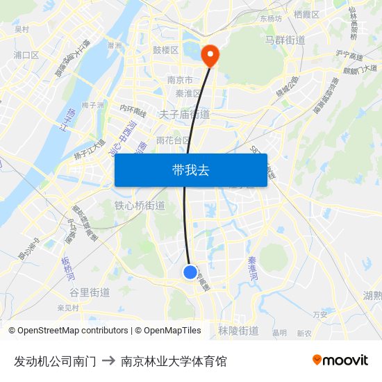 发动机公司南门 to 南京林业大学体育馆 map