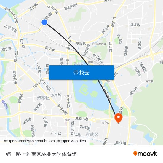 纬一路 to 南京林业大学体育馆 map