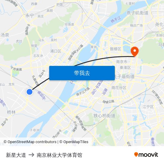 新星大道 to 南京林业大学体育馆 map