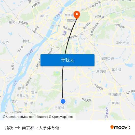 踊跃 to 南京林业大学体育馆 map