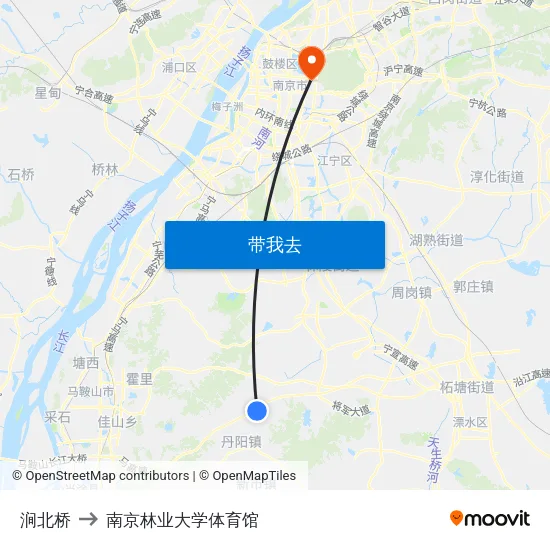 涧北桥 to 南京林业大学体育馆 map