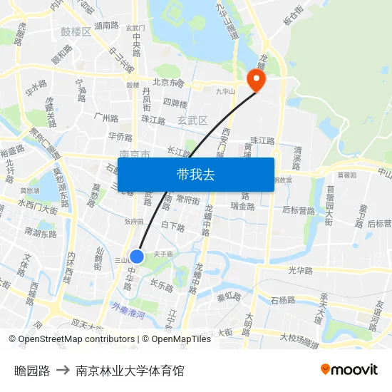 瞻园路 to 南京林业大学体育馆 map