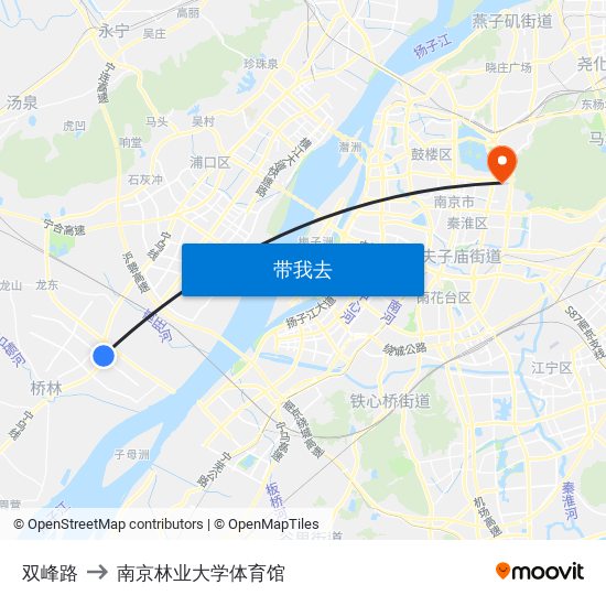 双峰路 to 南京林业大学体育馆 map