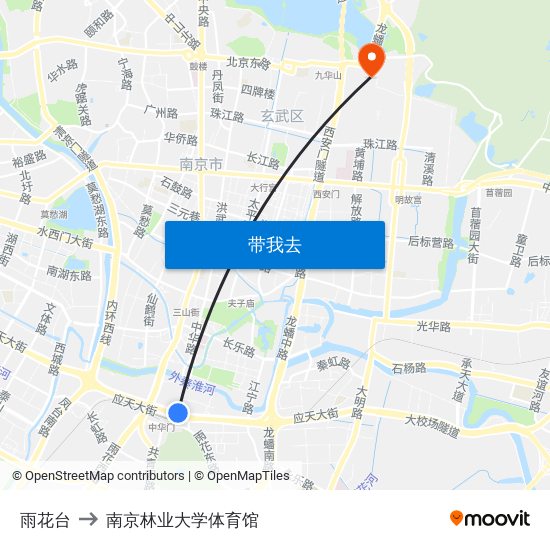 雨花台 to 南京林业大学体育馆 map