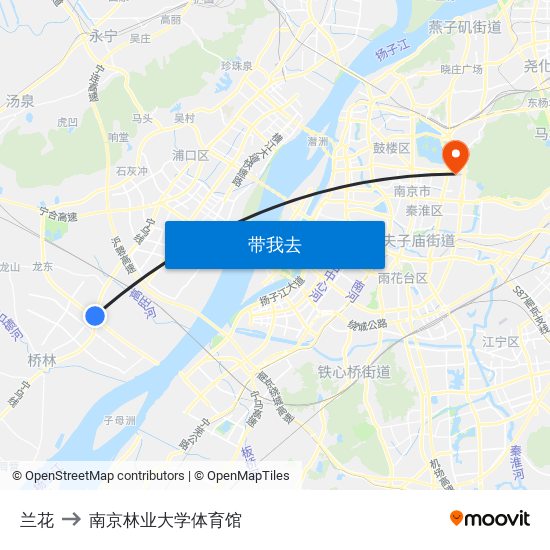 兰花 to 南京林业大学体育馆 map