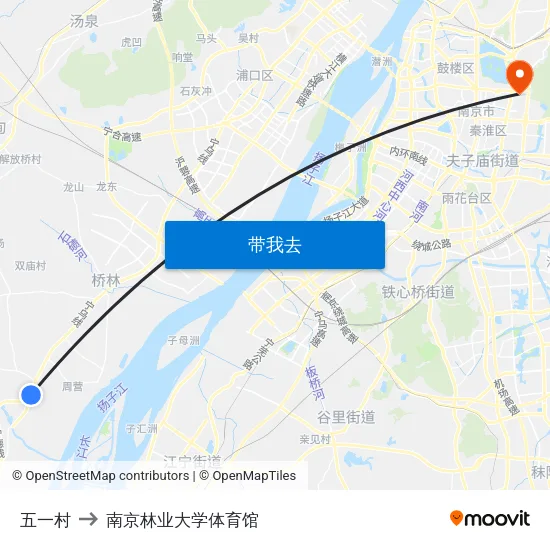 五一村 to 南京林业大学体育馆 map