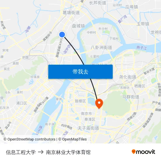 信息工程大学 to 南京林业大学体育馆 map