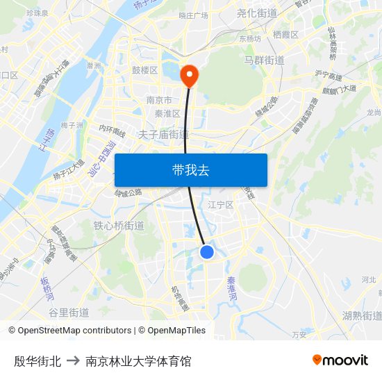 殷华街北 to 南京林业大学体育馆 map